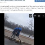 В Петроградском районе грязь утрамбовывают в ливневку